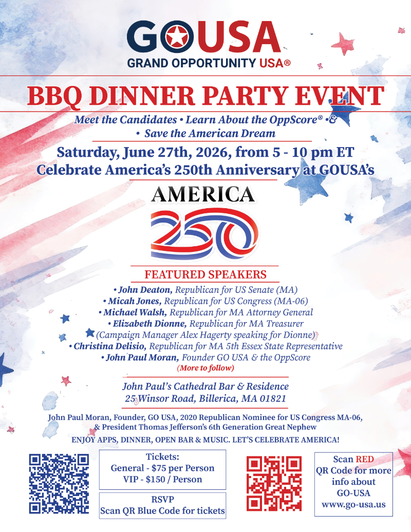 GO USA's American 250th Anniversary BBQ Dinner Fundraiser and Candidate Event